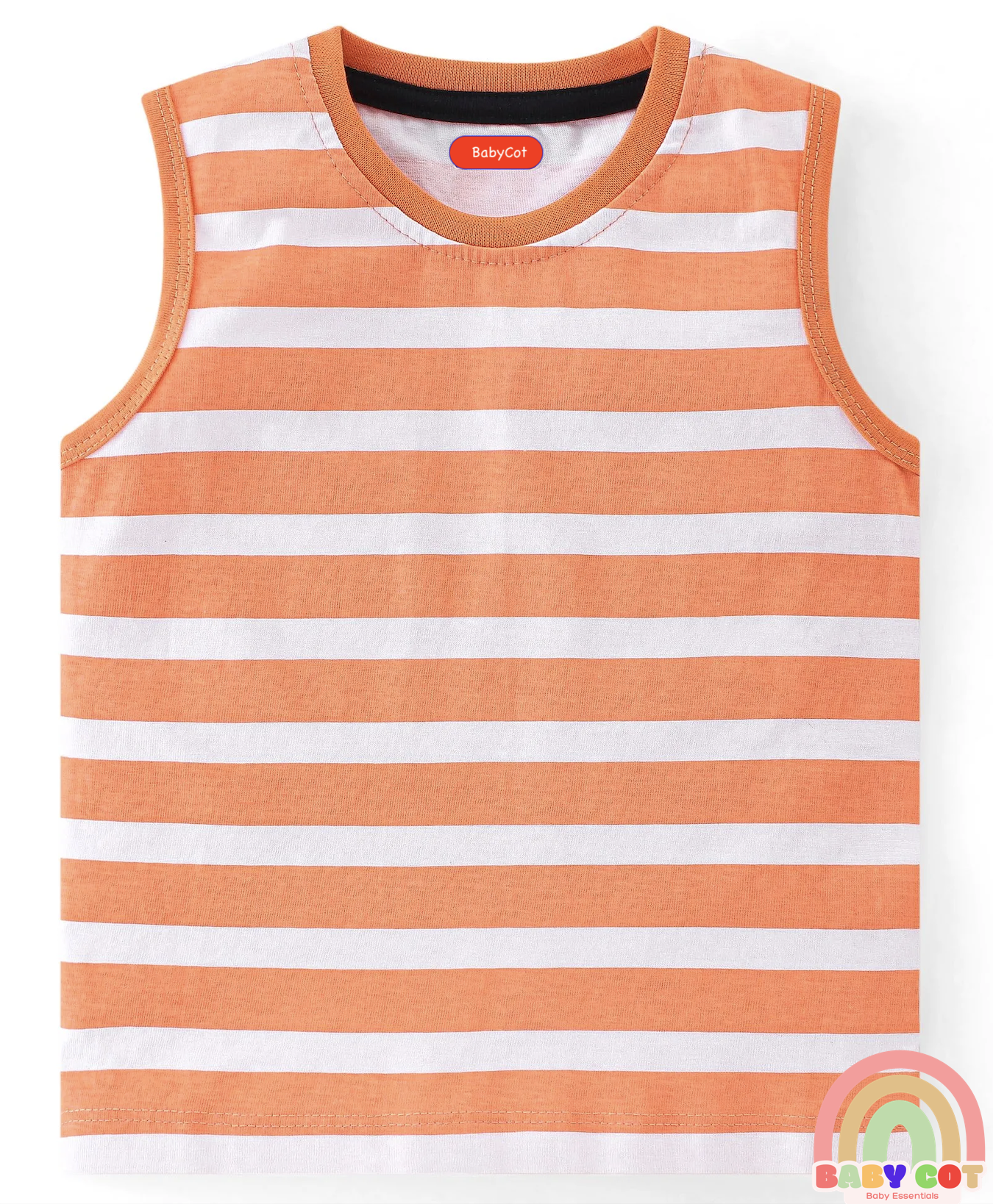 100% Cotton Knit Sleeveless T-Shirt Stripes & Bear Graphics Pack Of 3 - Multicolor