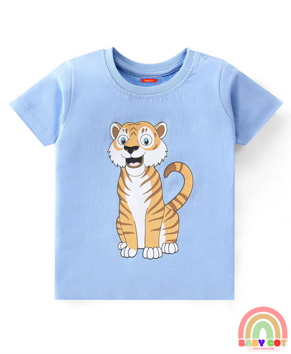 100% Cotton Knit Half Sleeves T-Shirt Tiger Print Pack Of 3 - Multicolor