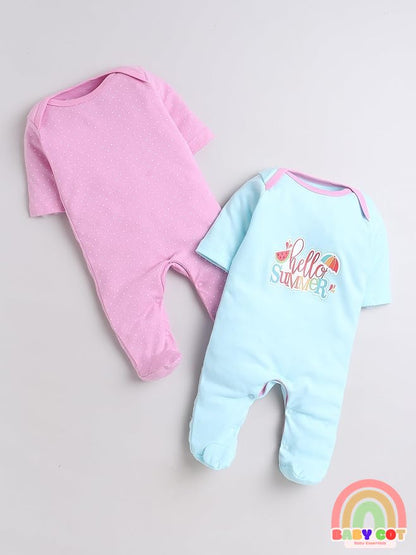100% Cotton pink/blue Rompers Sleepsuits Jumpsuit Night Suits for Infants Newborn Baby Boys & Girls