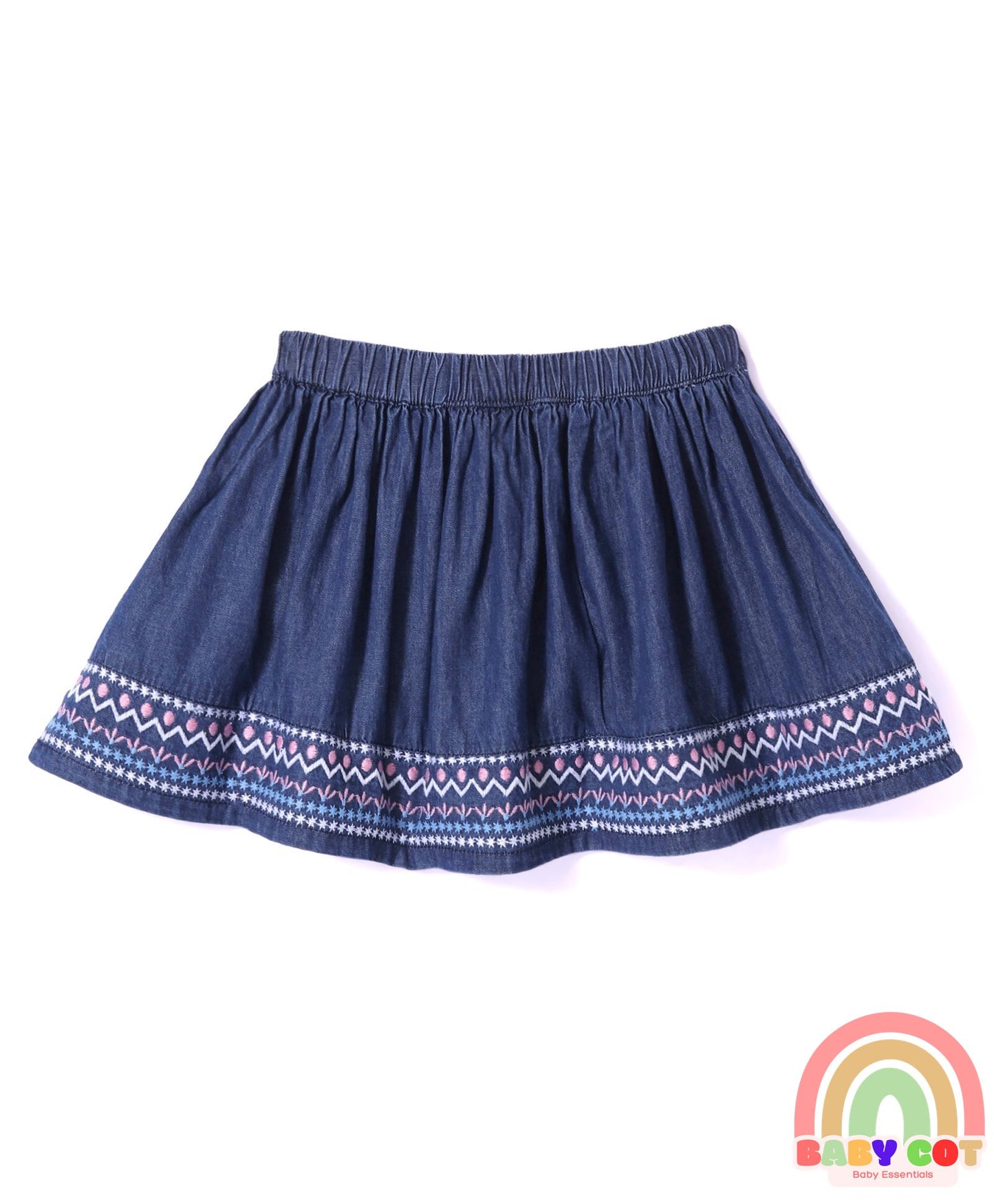Denim Mid Thigh Stretchable Skirt - Blue