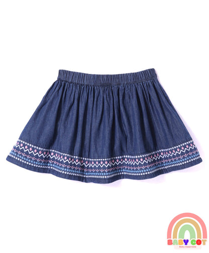 Denim Mid Thigh Stretchable Skirt - Blue