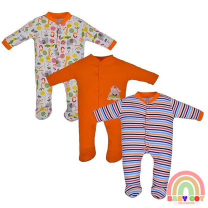 100% Cotton Orange Rompers Sleepsuits Jumpsuit Night Suits for Infants Newborn Baby Boys & Girls