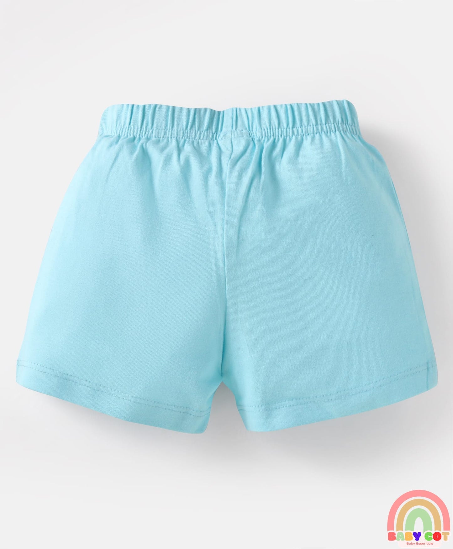 Cotton Knit Mid Thigh Shorts with Floral & Heart Print with Bow Applique Pack of 3 - Pink & Light Blue