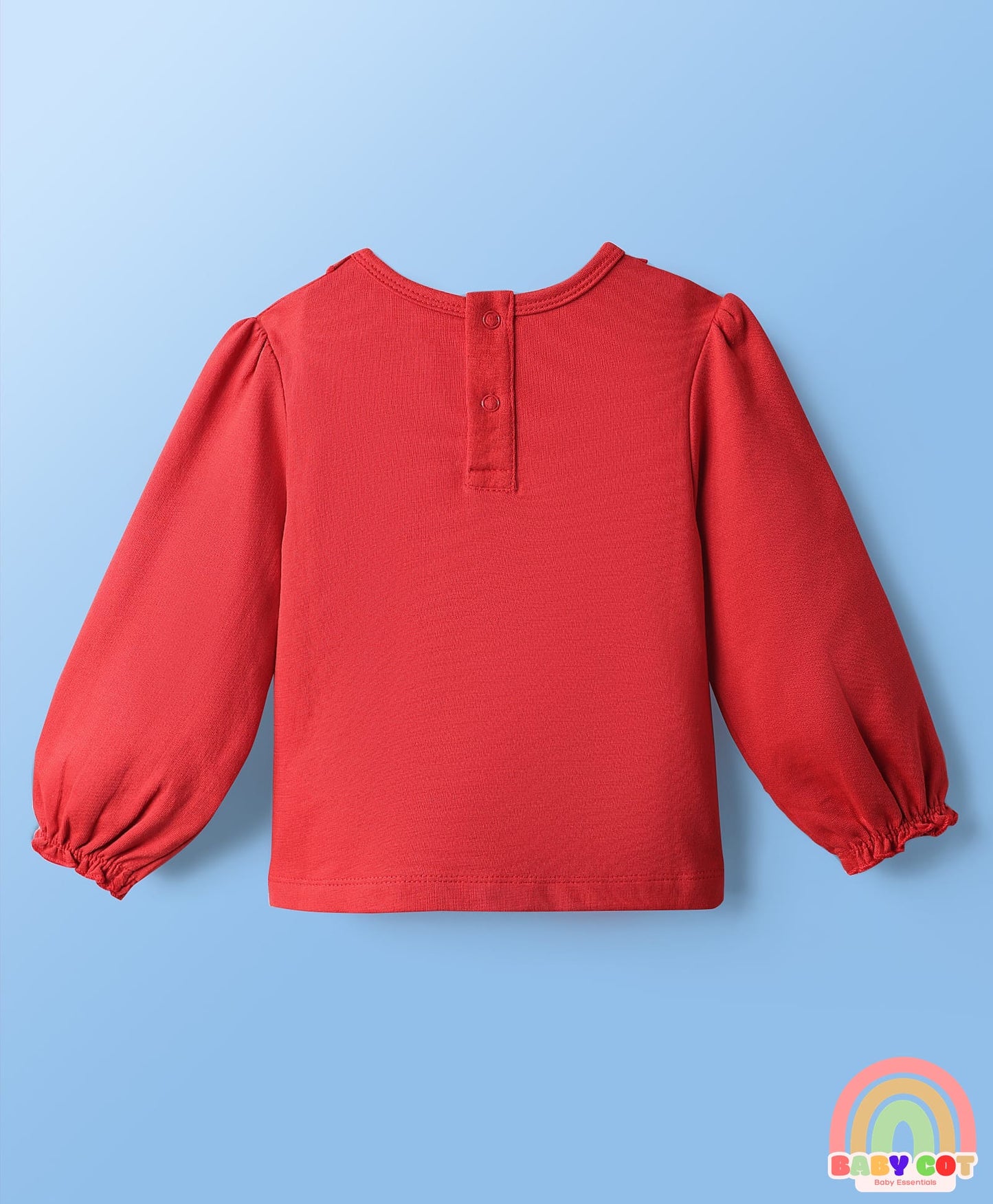 Cotton Knit Full Sleeves T-Shirt & Frock with Floral Print - Red & White