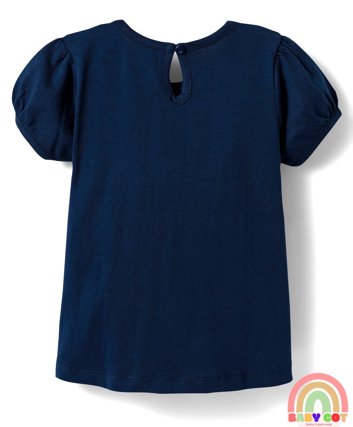 Cotton Knit Half Puffed Sleeves T-Shirts with Bow & Heart Print Pack of 3 - Red White & Navy Blue
