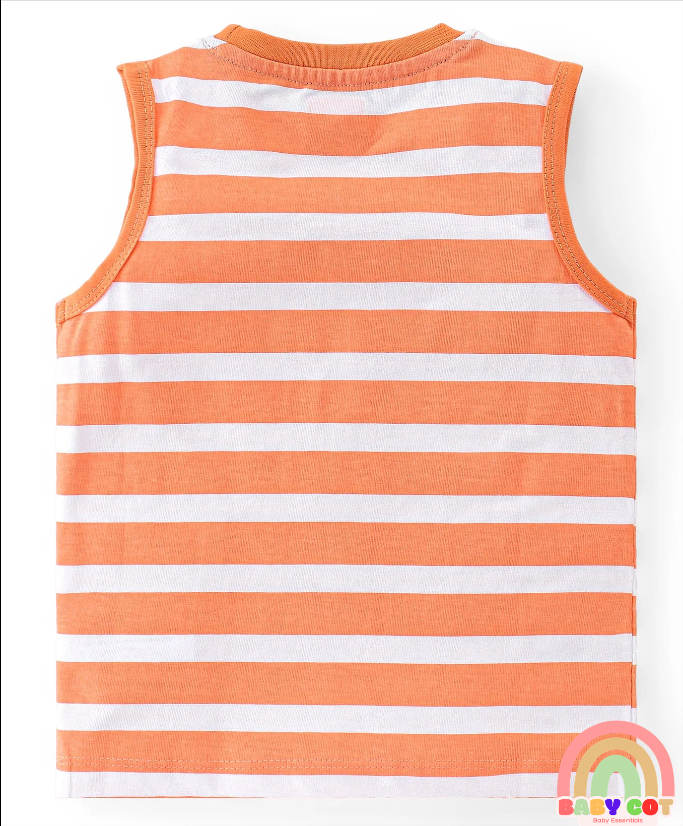 100% Cotton Knit Sleeveless T-Shirt Stripes & Bear Graphics Pack Of 3 - Multicolor