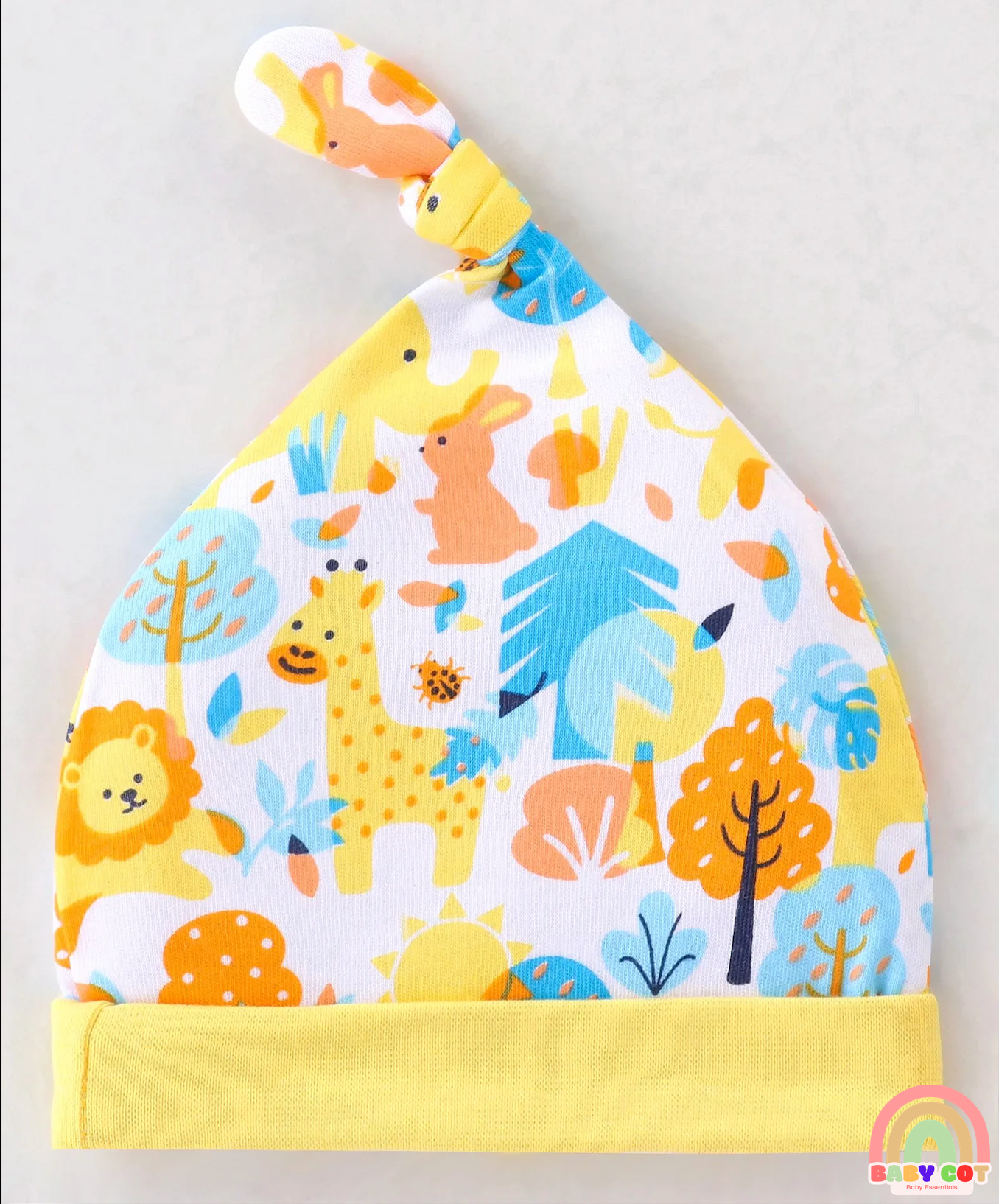 100% Cotton Knit Cap Animal Print Pack of 2 - Blue & Yellow