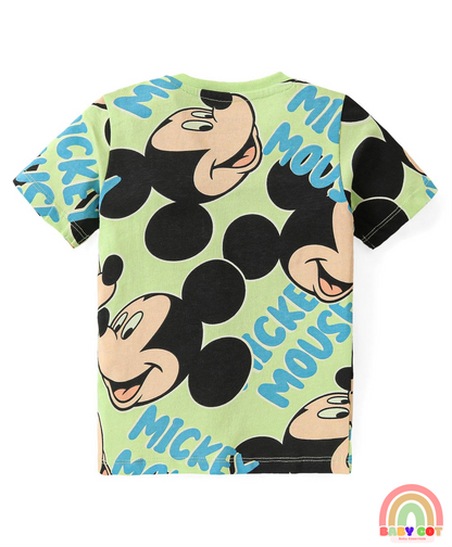 Single Jersey Knit Half Sleeves T-Shirt And Shorts Set Printed - Green