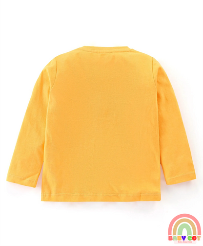 Cotton Knit Full Sleeves T-Shirt Stripes & Fox Graphics Pack of 3 - Yellow White & Green