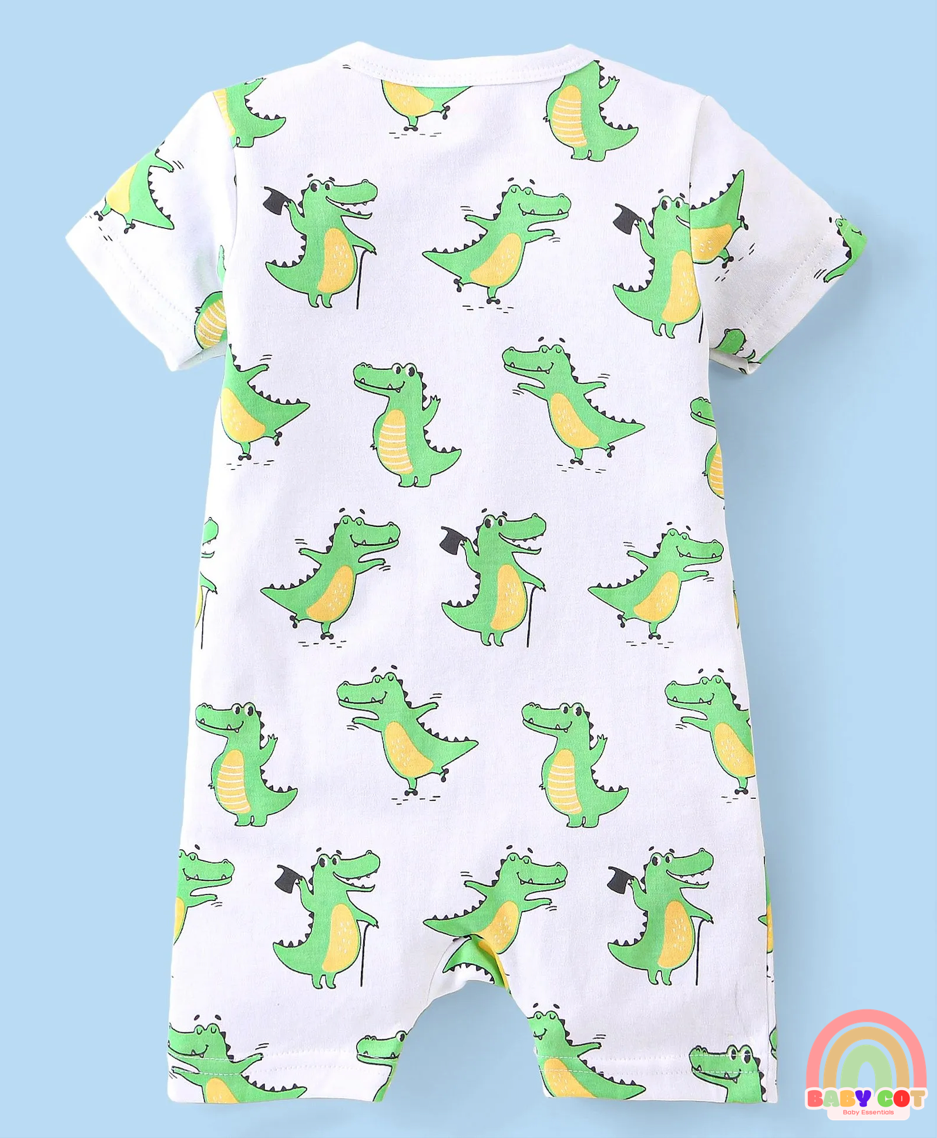 100% Cotton Half Sleeves Rompers Crocodile Print Pack of 2 - Multicolour