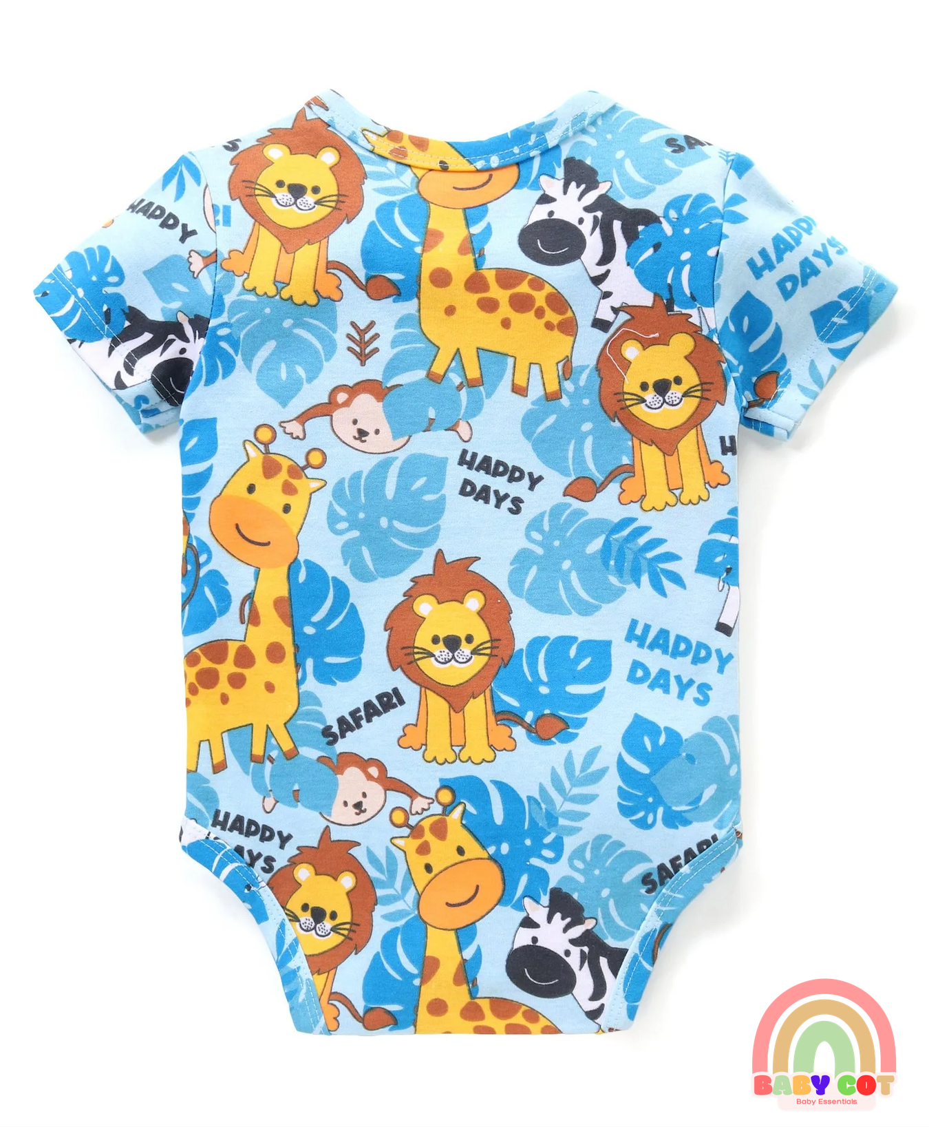 100% Cotton Knit Half Sleeves Onesies With Animal Print Pack of 3 - Multicolor