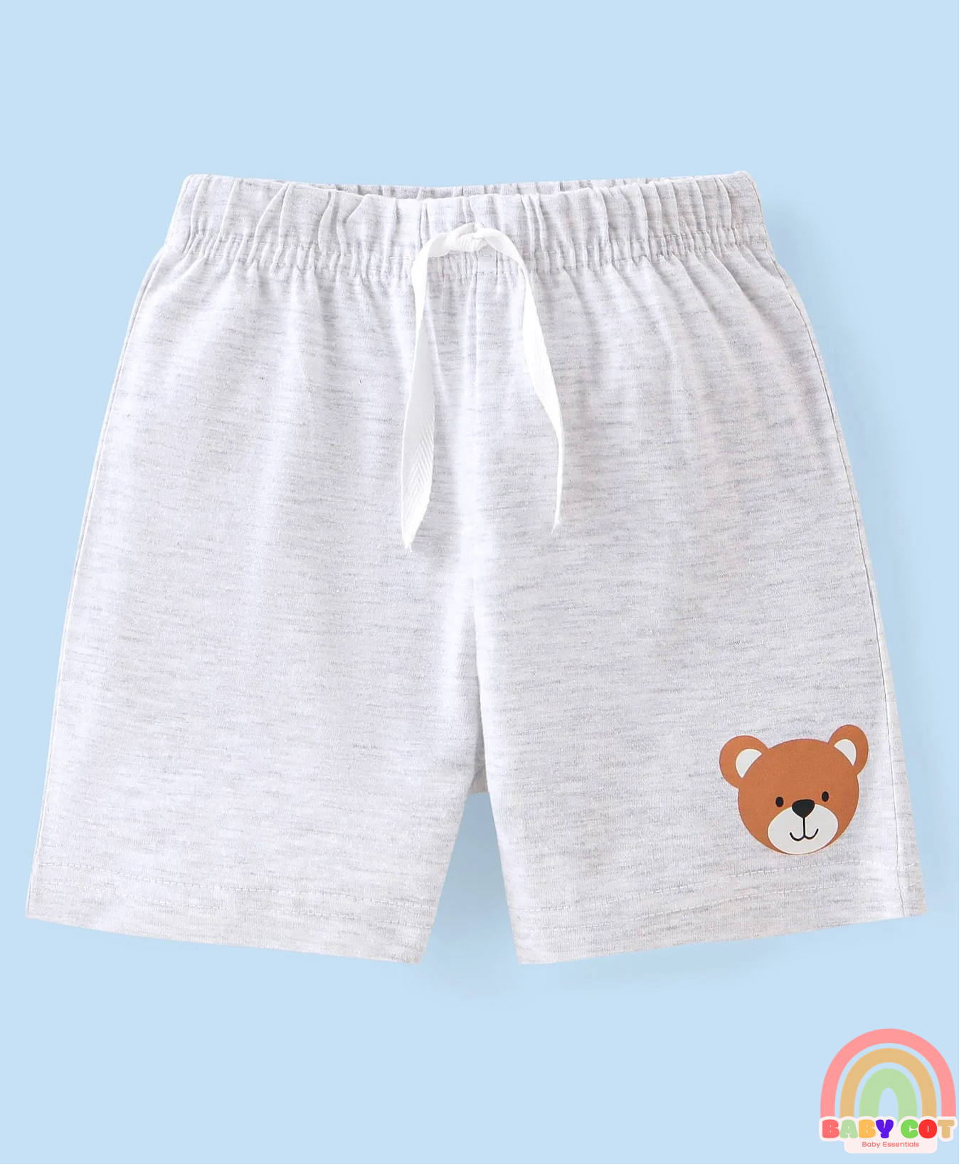 Cotton Knit Striped and Bear Printed Shorts Pack of 3 - Green White and Brown