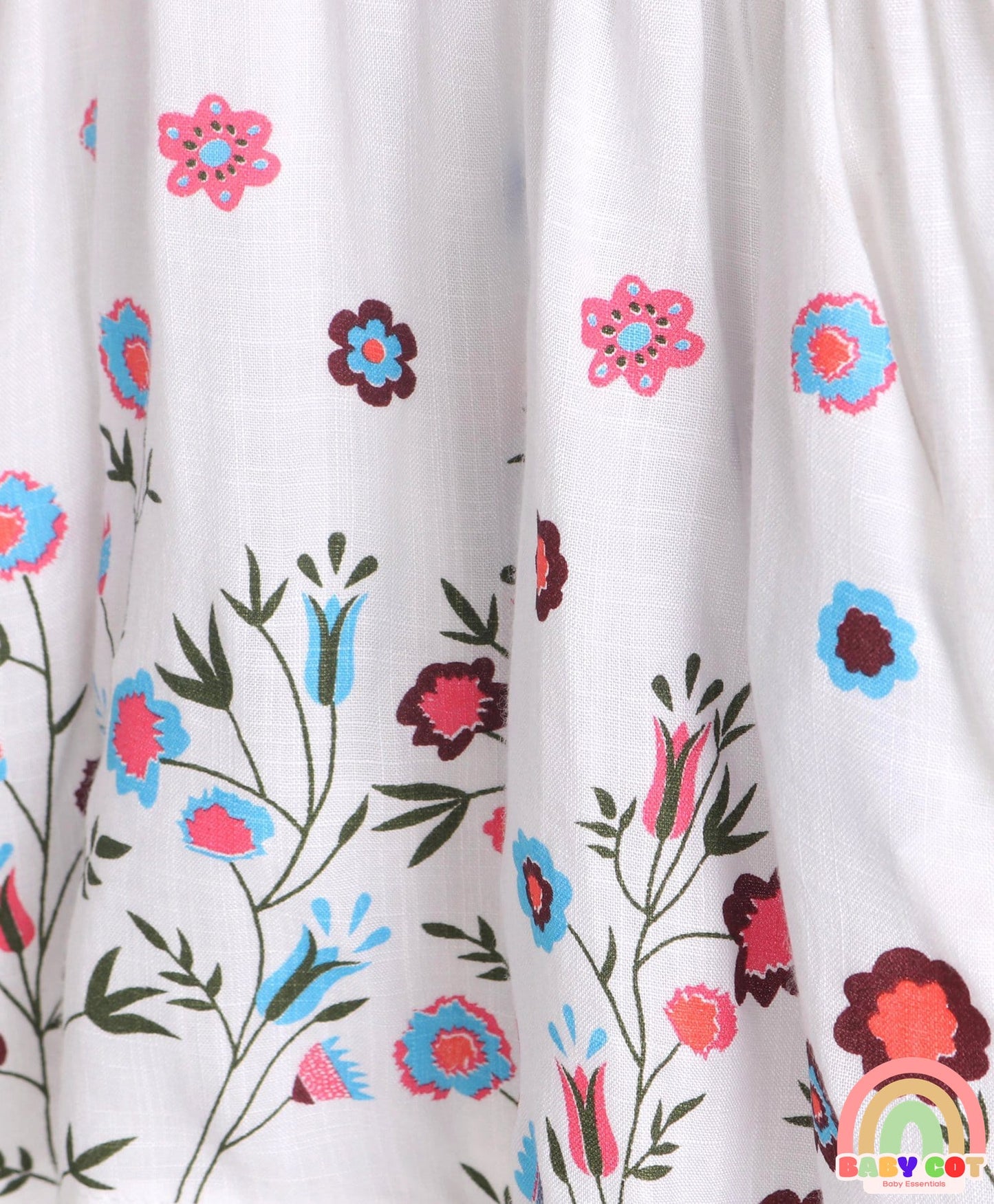 Rayon Three Fourth Sleeves Floral Printed Off Shoulder Top - White