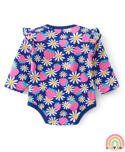 100% Cotton Interlock Full Sleeves Onesies Polka Dots & Floral Print Pack of 3 - Multicolour