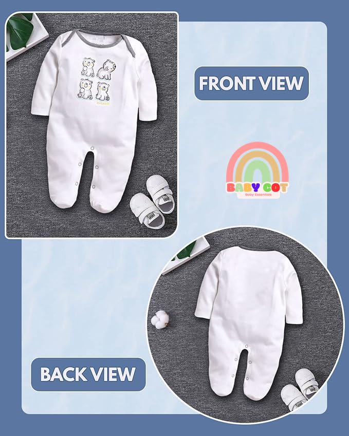 White Mellange 100% Pure Cotton Romper for Boys/Girls UNISEX