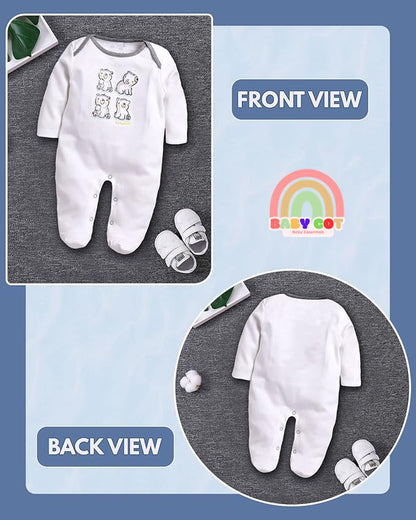 White Mellange 100% Pure Cotton Romper for Boys/Girls UNISEX