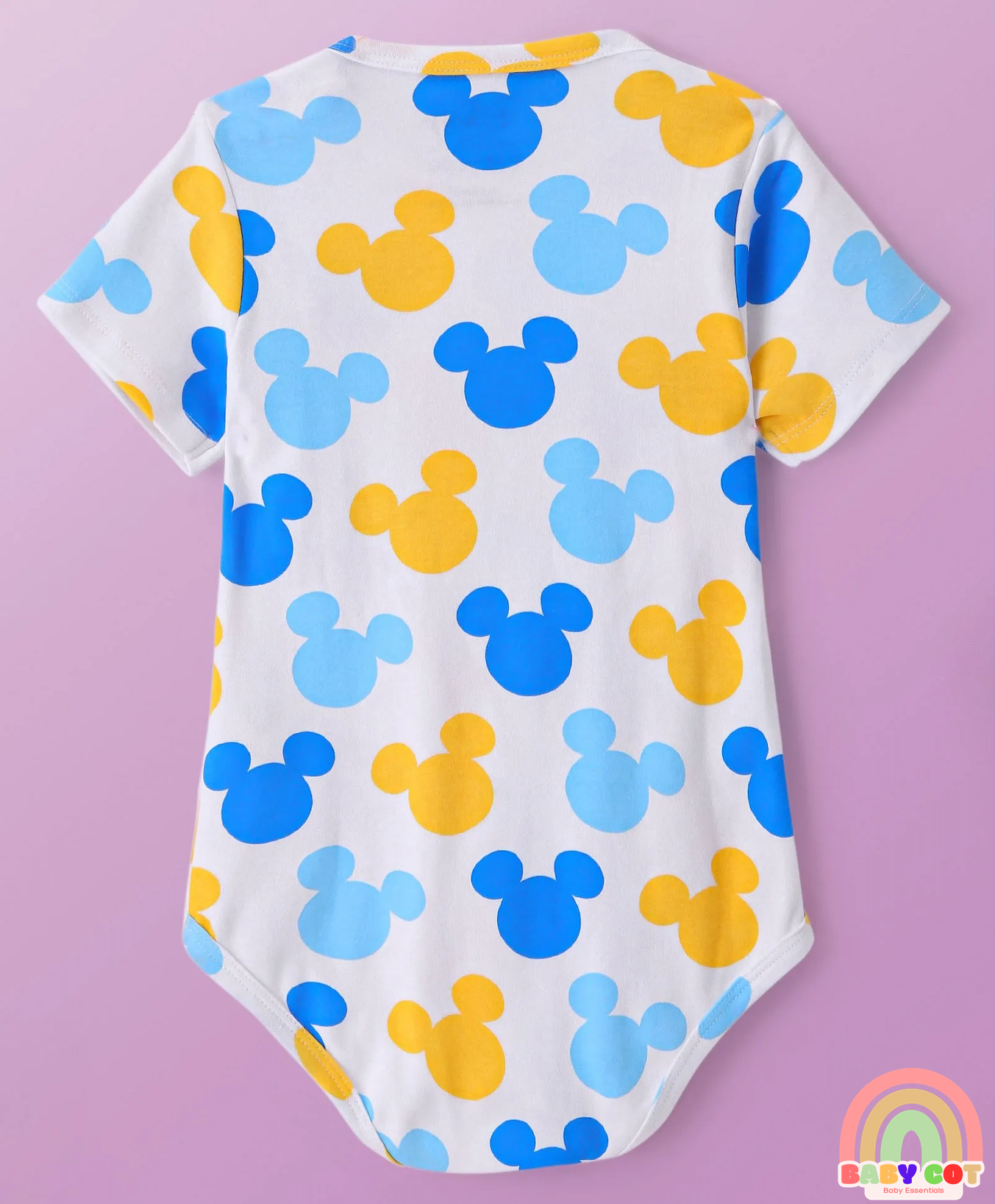 Interlock Knit Half Sleeves Onesies With Mickey Mouse Print Pack of 2 - Multicolor