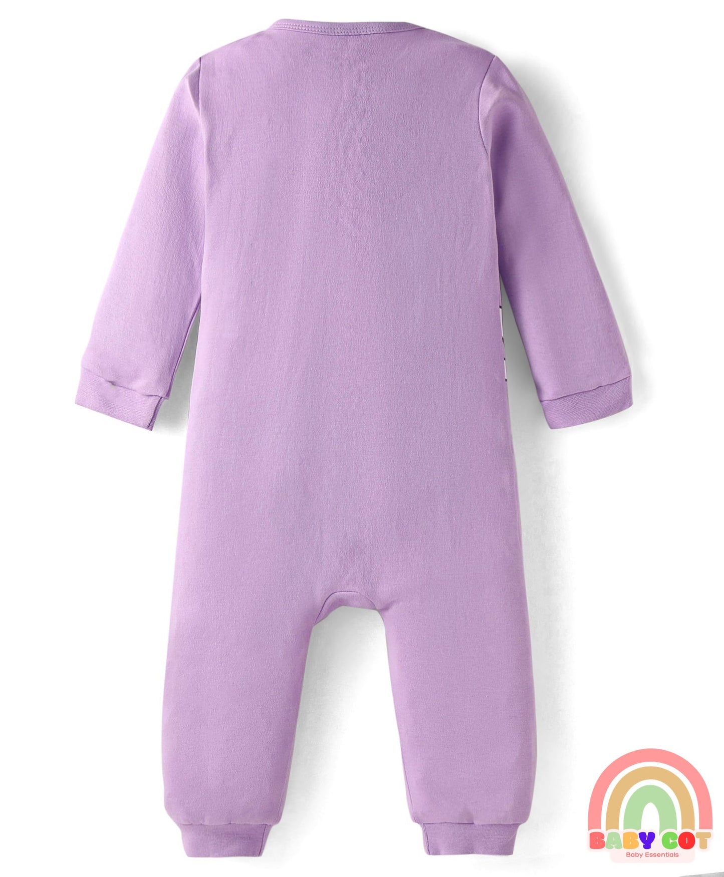 Interlock Knit Full Sleeves Front Open Minnie Mouse Printed Rompers Pack of 3 - Lilac Yellow & Pink
