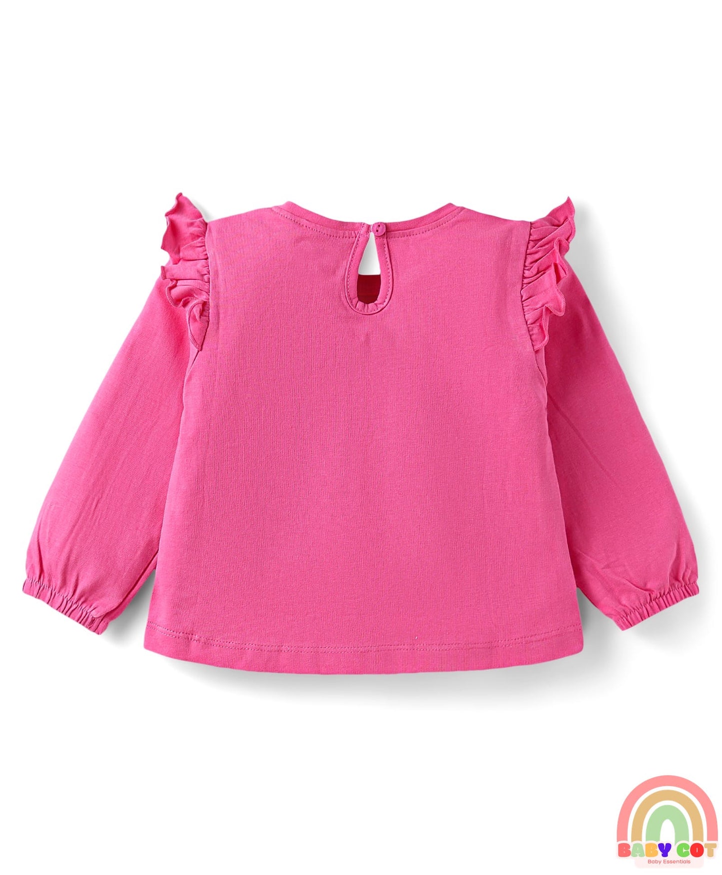 Cotton Knit Full Sleeves T-Shirts With Heart & Butterfly Print Pack Of 3 - Pink & Purple
