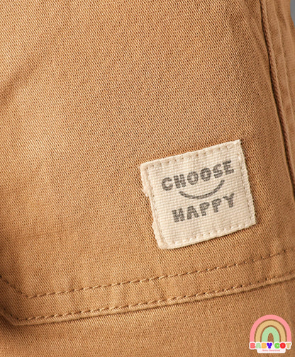 Twill Woven Full Length Solid Coloured Trousers With Stretch - Khaki