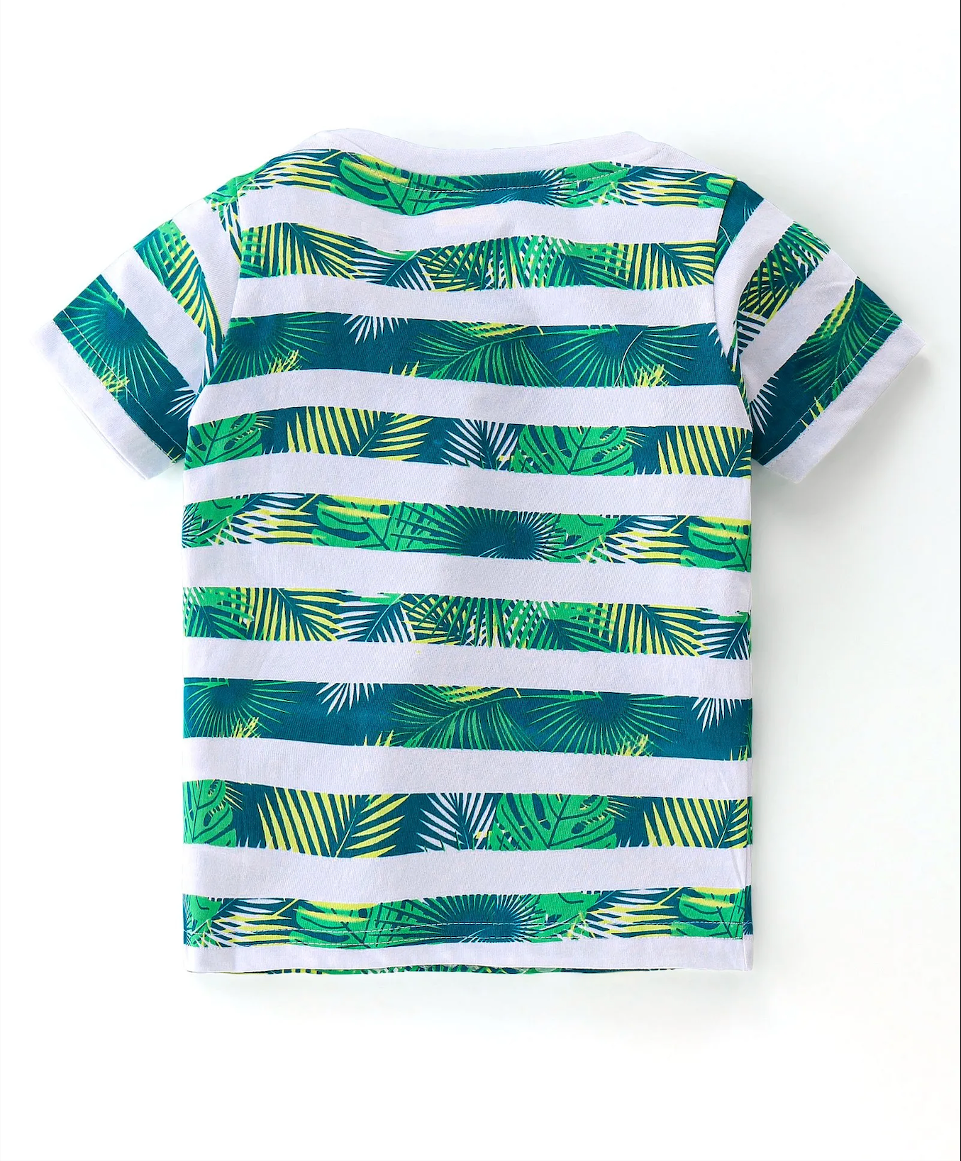 Cotton Knit Half Sleeves T-Shirts Tropical Graphic Print Pack of 3 - Blue & Green