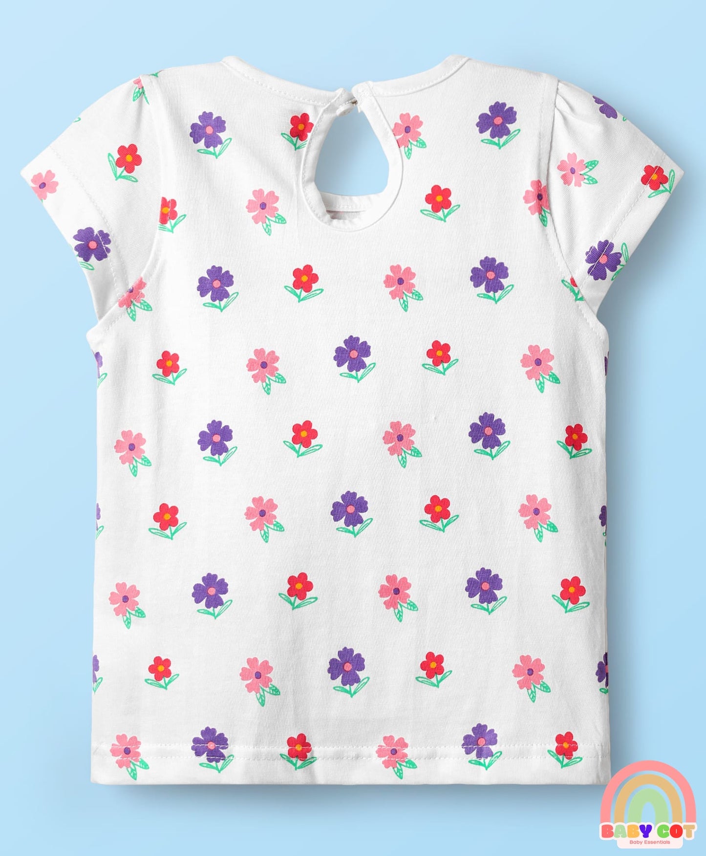 Cotton Knit Half Sleeves T-Shirts With Tropical Print Pack Of 3 -Purple & Pink