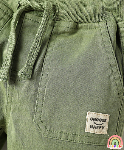 Twill Woven Full Length Solid Coloured Trousers With Stretch - Light Green