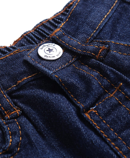 Full Length Washed Jeans with Stretch - Navy Blue