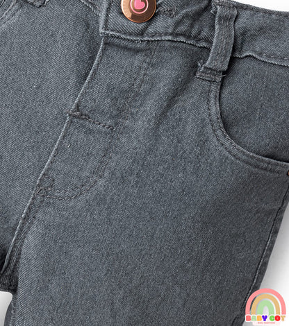 Denim Full Length Washed Jeans With Stretch - Grey