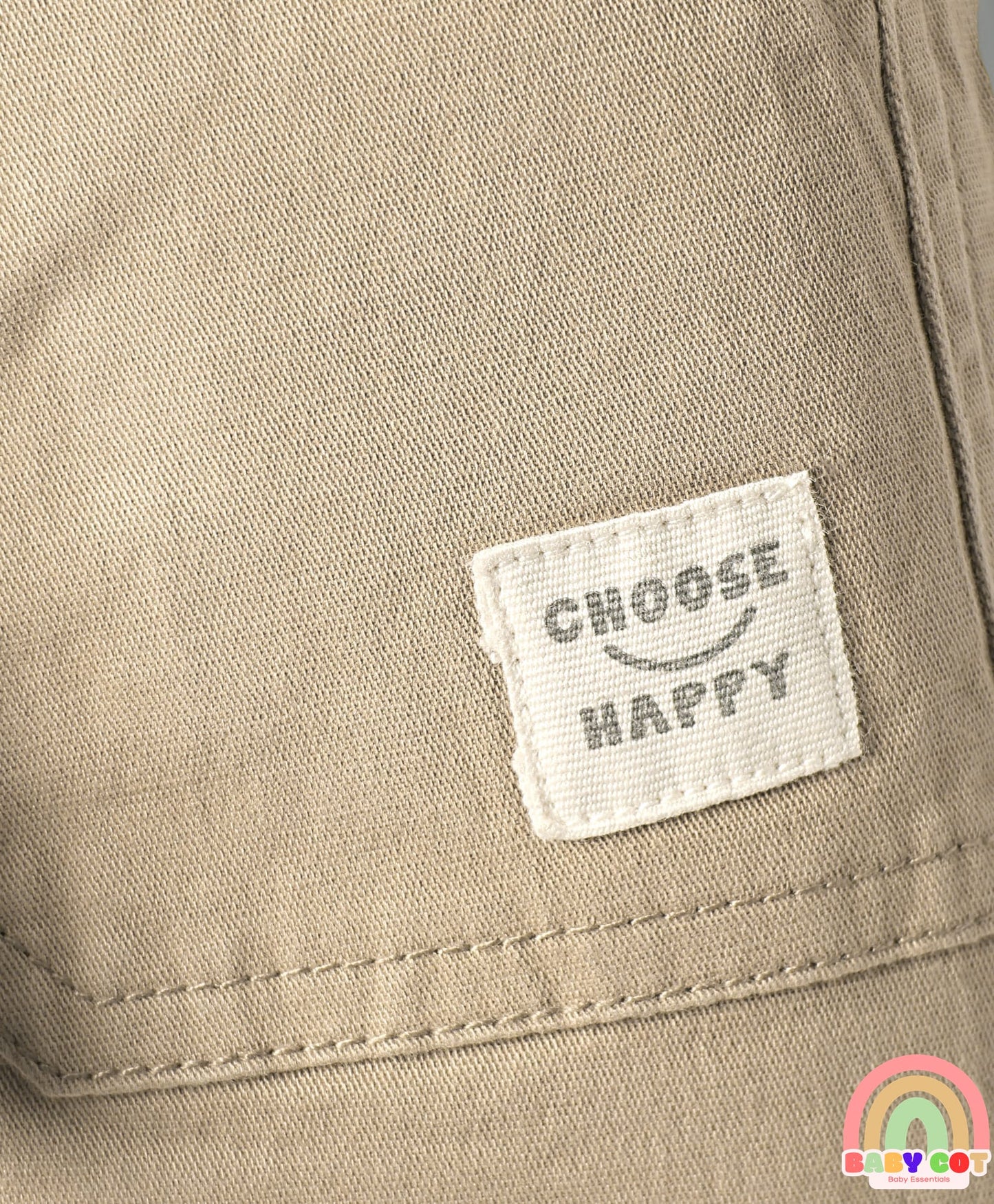 Twill Woven Full Length Solid Coloured Trousers With Stretch - Beige