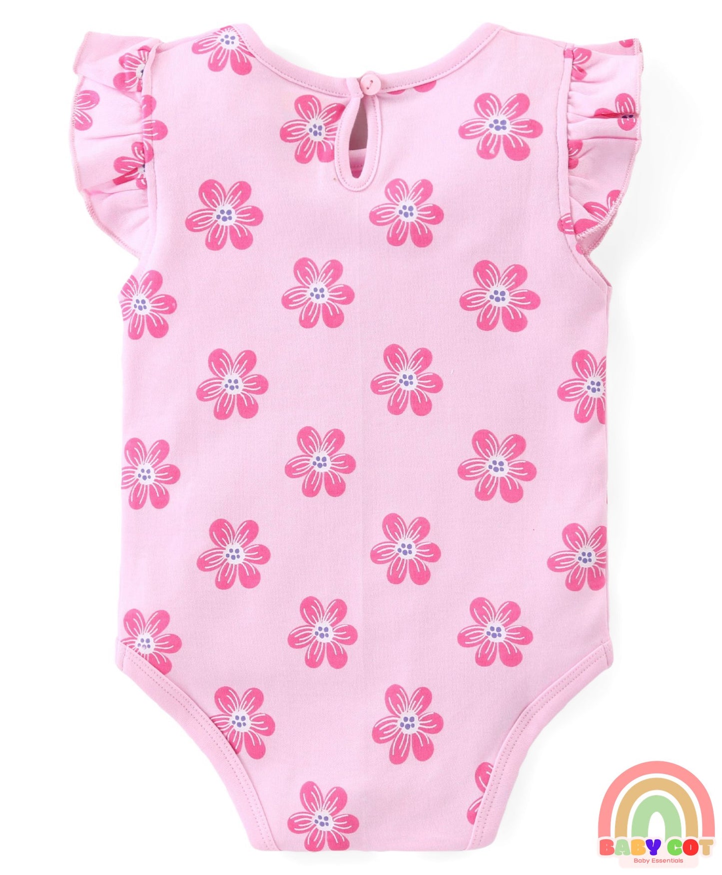 100% Cotton Knit Frill Sleeves Onesies with Floral & Polka Dot Print Pack of 3 - Multicolour