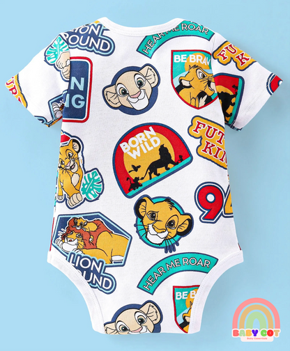 Interlock Half Sleeves Onesies With Lion King Graphics Pack of 3 - Multicolour