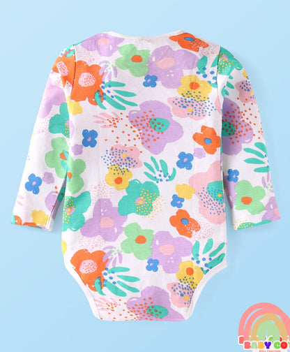 Interlock Knit Full Sleeves Onesies with Disney Princess Graphics Pack of 3- White Pink & Purple