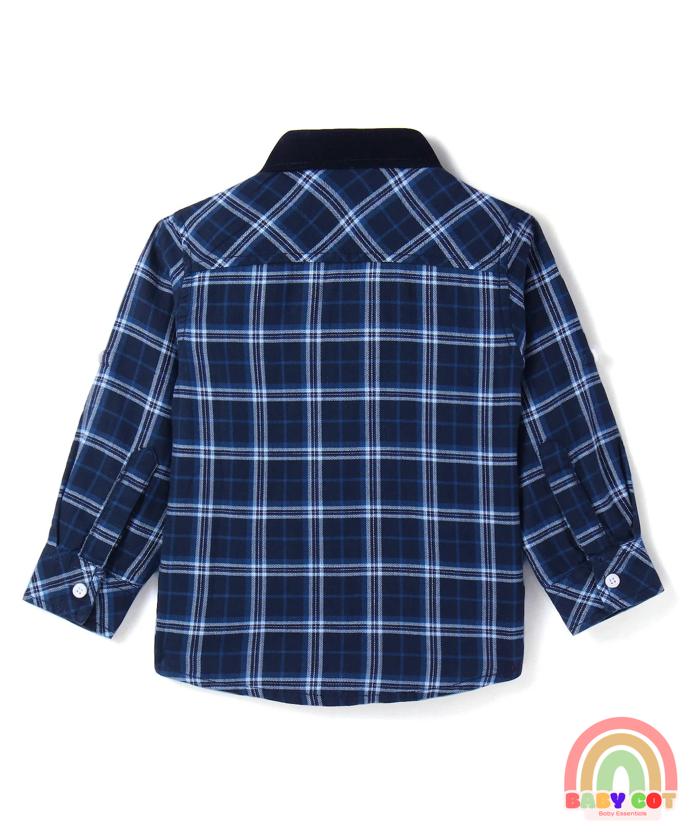 Cotton Woven Full Sleeves Checkered Shirt - Navy Blue