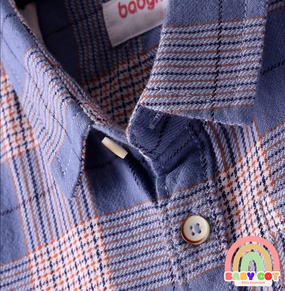 100% Cotton Woven Half Sleeves Checks Shirt- Blue