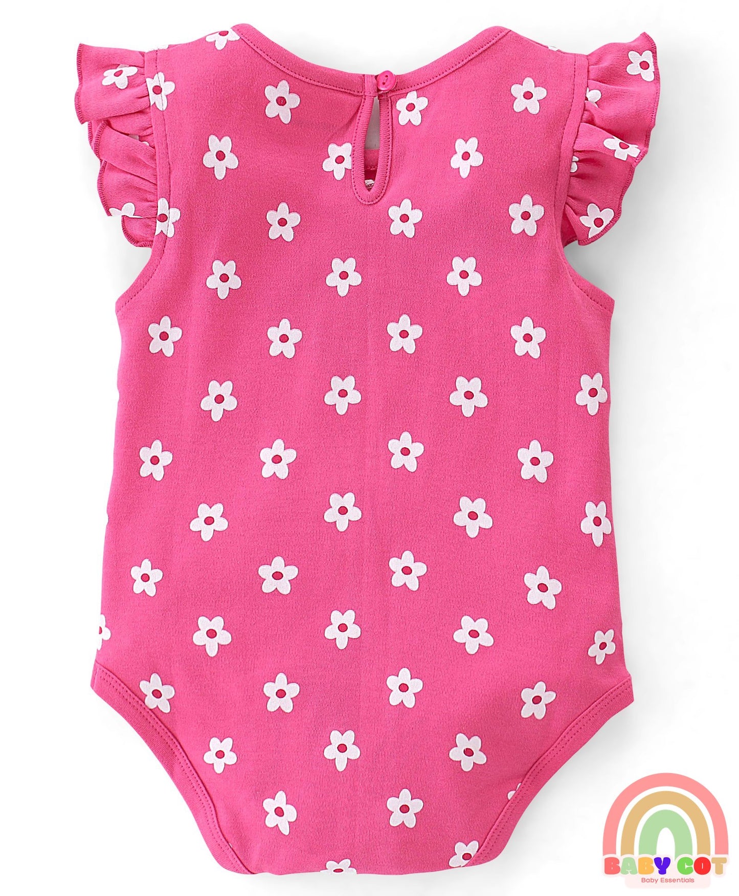 100% Cotton Knit Sleeveless with Frill Detailing Onesie Pack of 3 Text & Floral Print - Mutlicolour