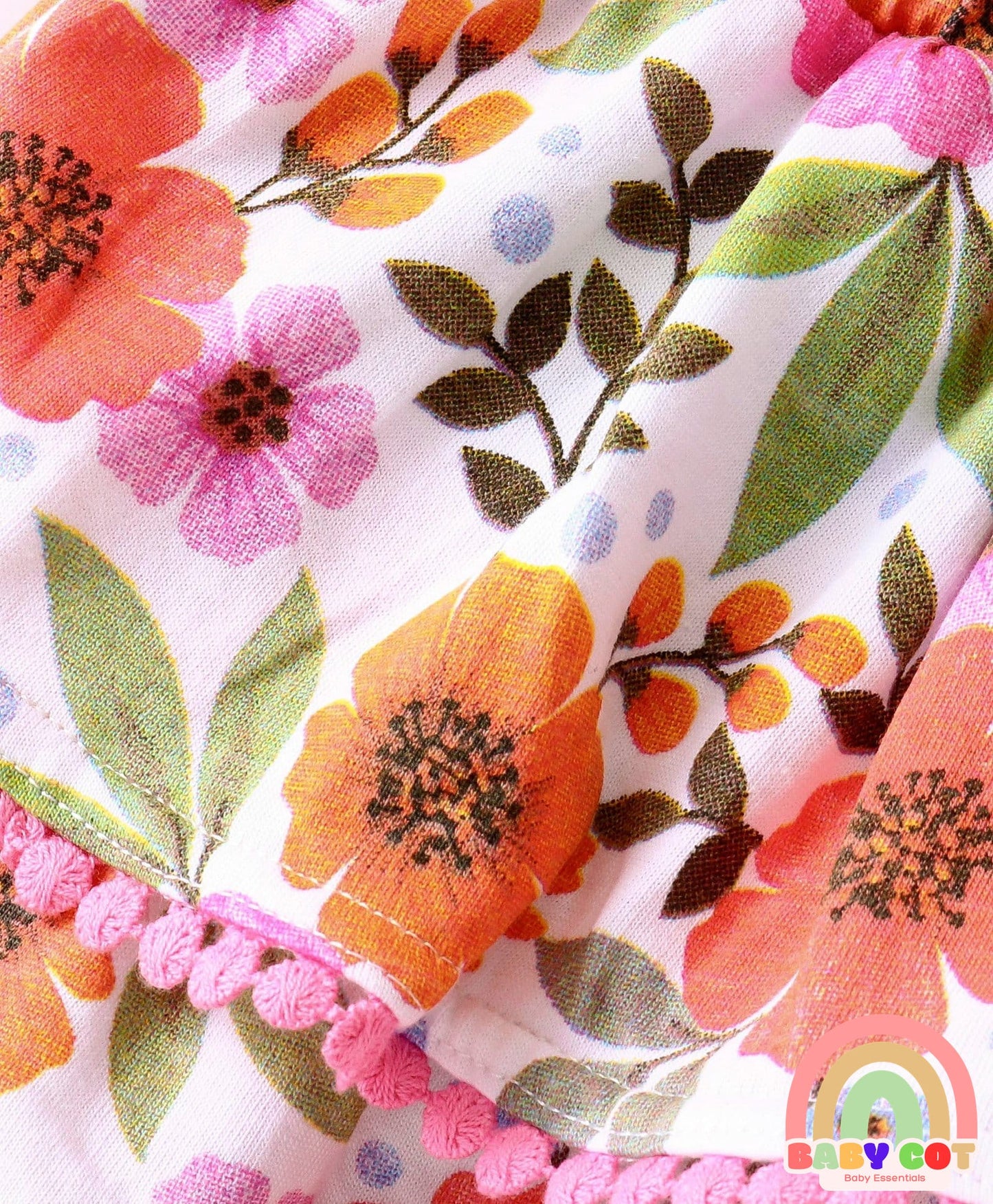 Single Jersey Knit Mid Thigh Skirt With Floral Print - White