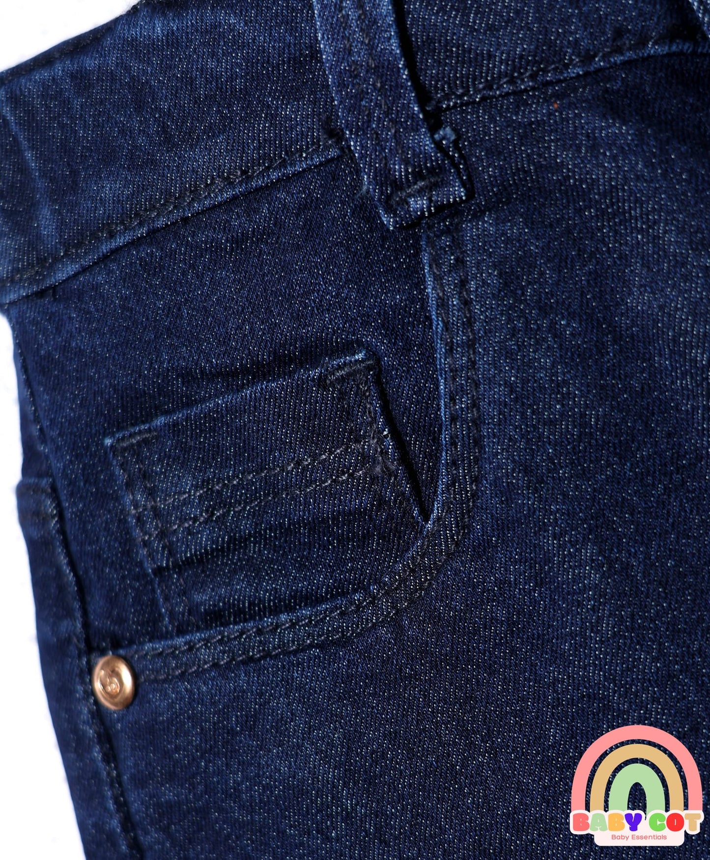 Mid Thigh Denim Washed Skirt With Stretch - Navy Blue