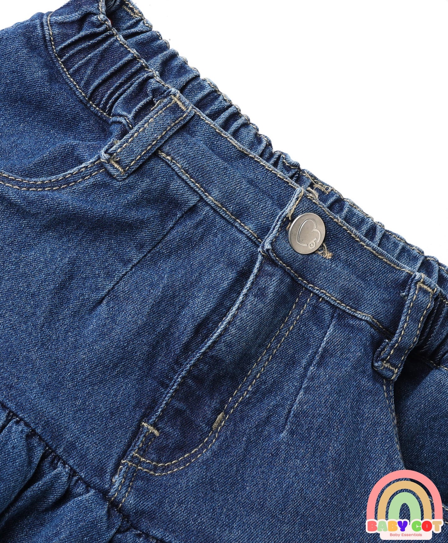 Denim Mid Thigh Washed Skirt - Navy Blue