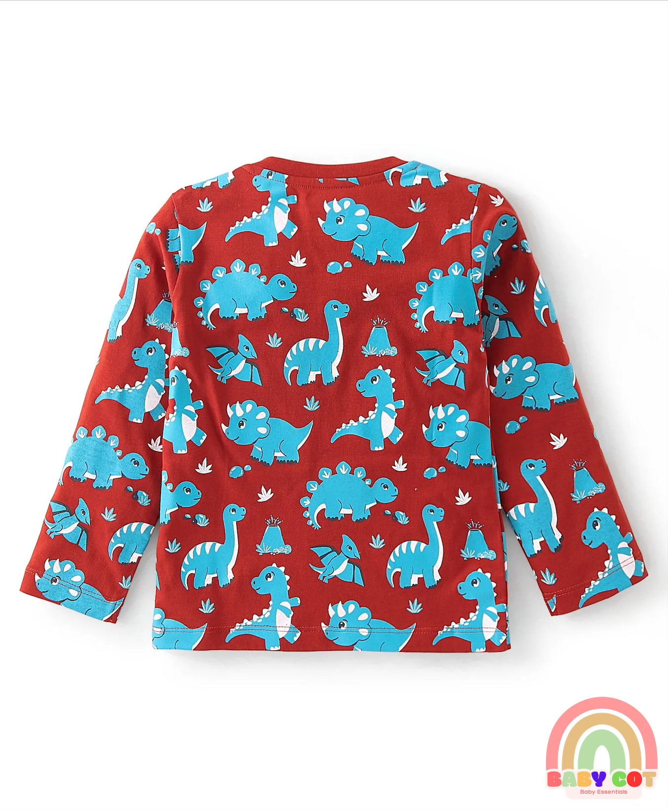 Cotton Knit Full Sleeves T-Shirt with Dino & Striped Print Pack of 3 - Multicolor