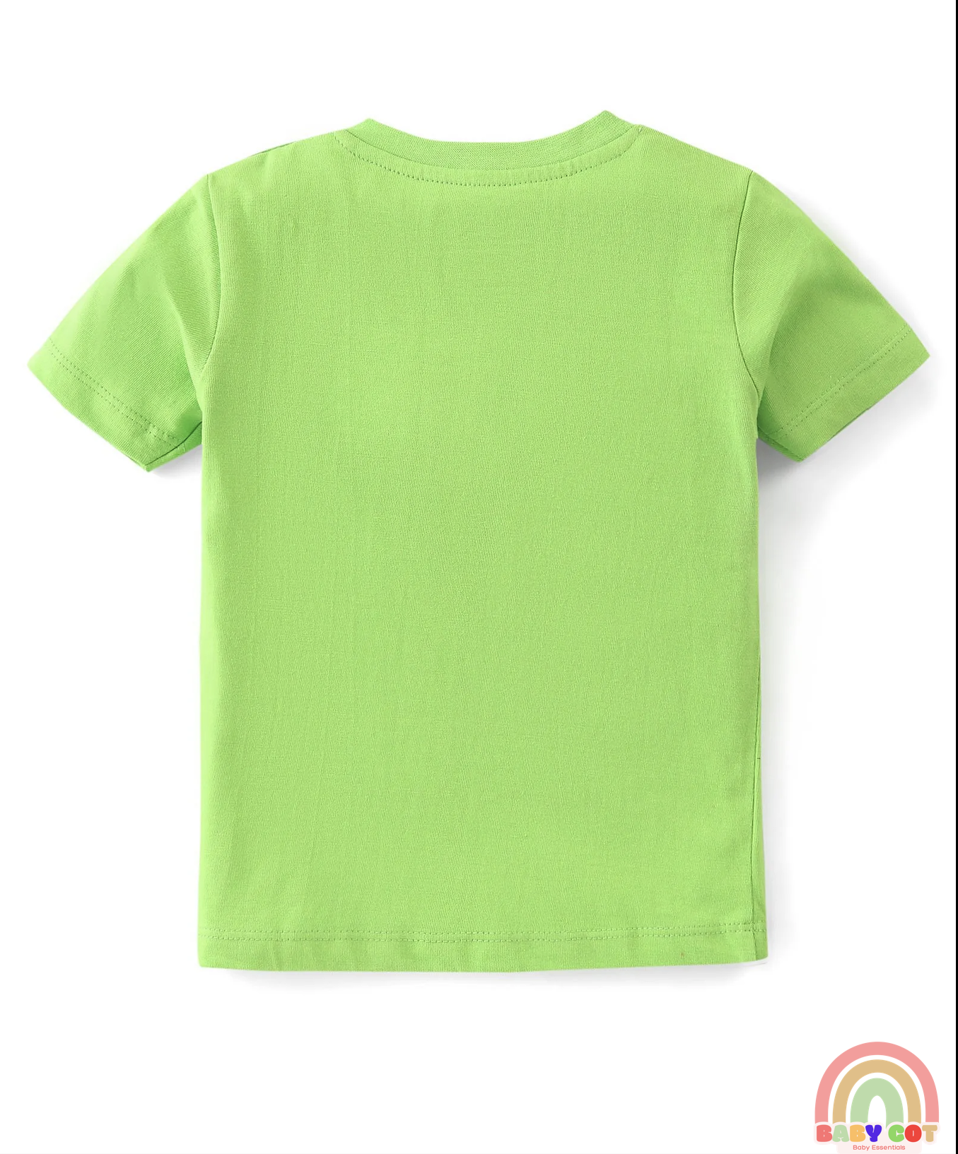 Cotton Knit Half Sleeves T-Shirt & Shorts Set With Cartoon Print - Green & Blue