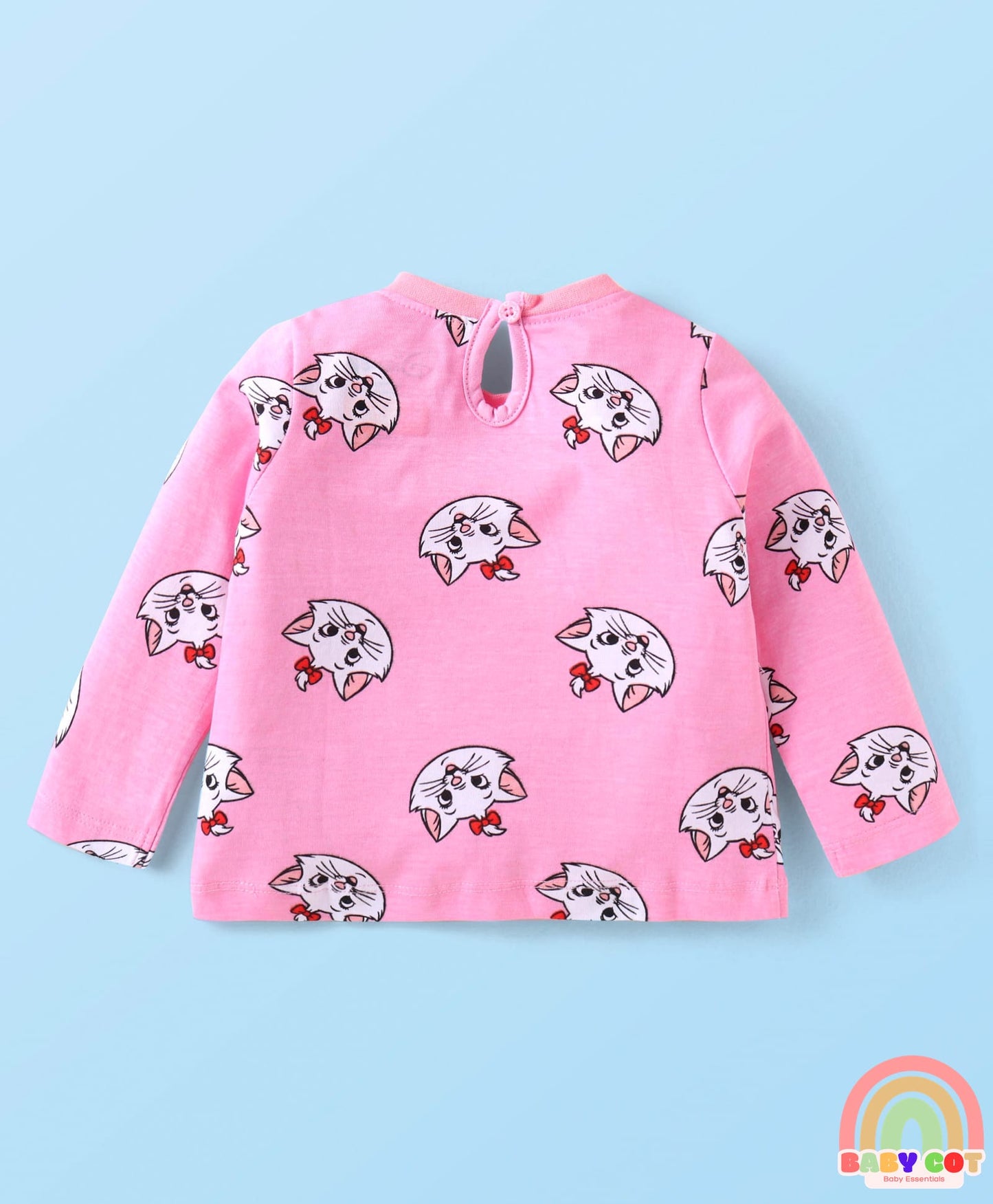 Single Jersey Knit Full Sleeves T-Shirts With Aristocats Marie Graphics Pack Of 3 - Pink Red & White