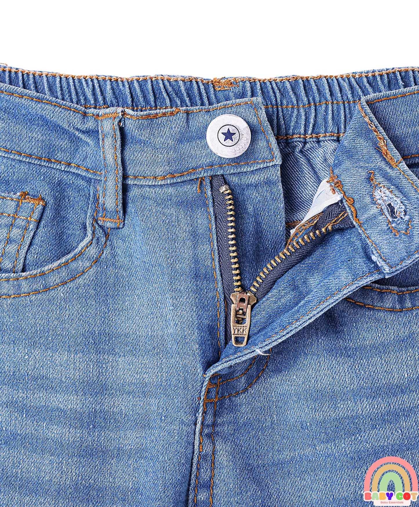 Full Length Washed Jeans with Stretch - Blue