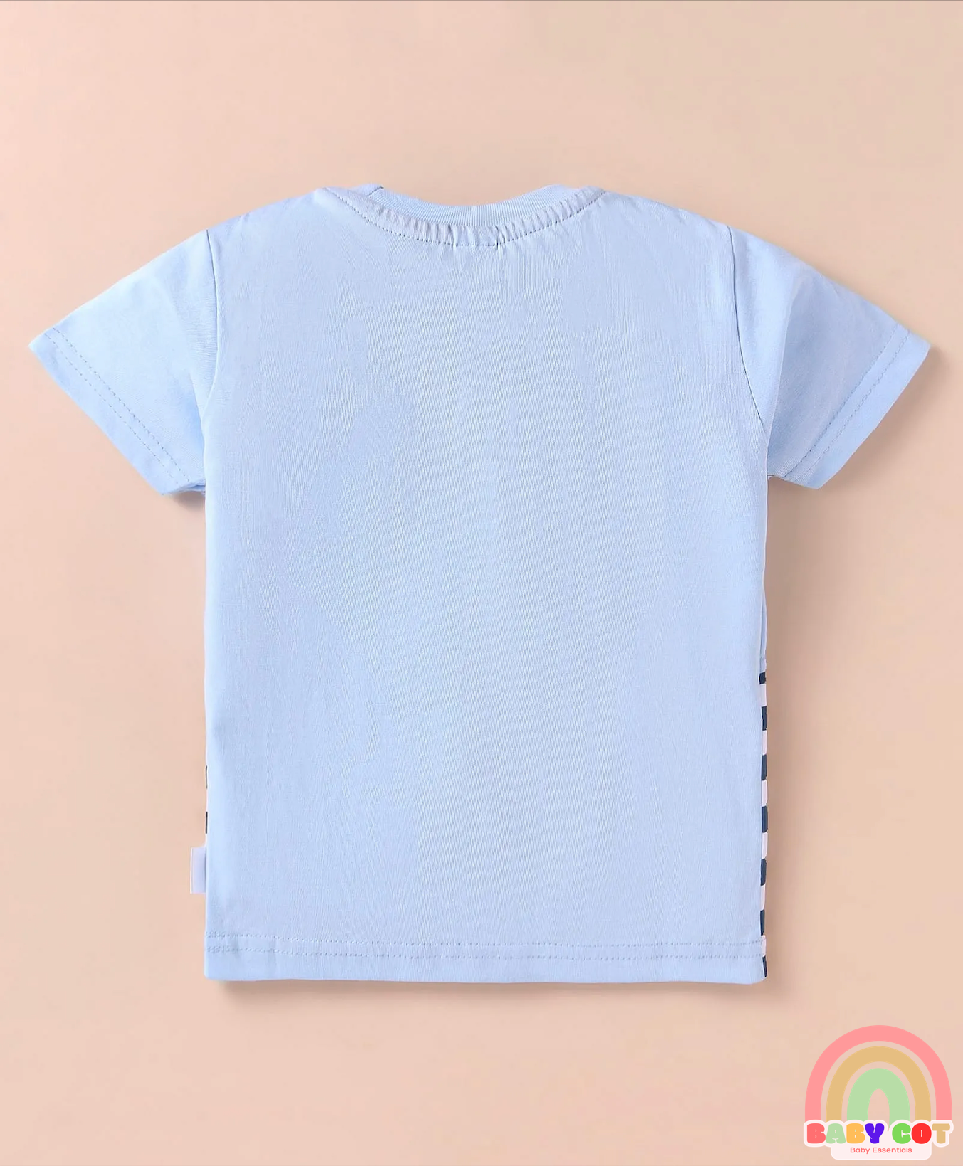 Sinker Knit Half Sleeves T-Shirt & Shorts Set With Panda Print - Light Blue