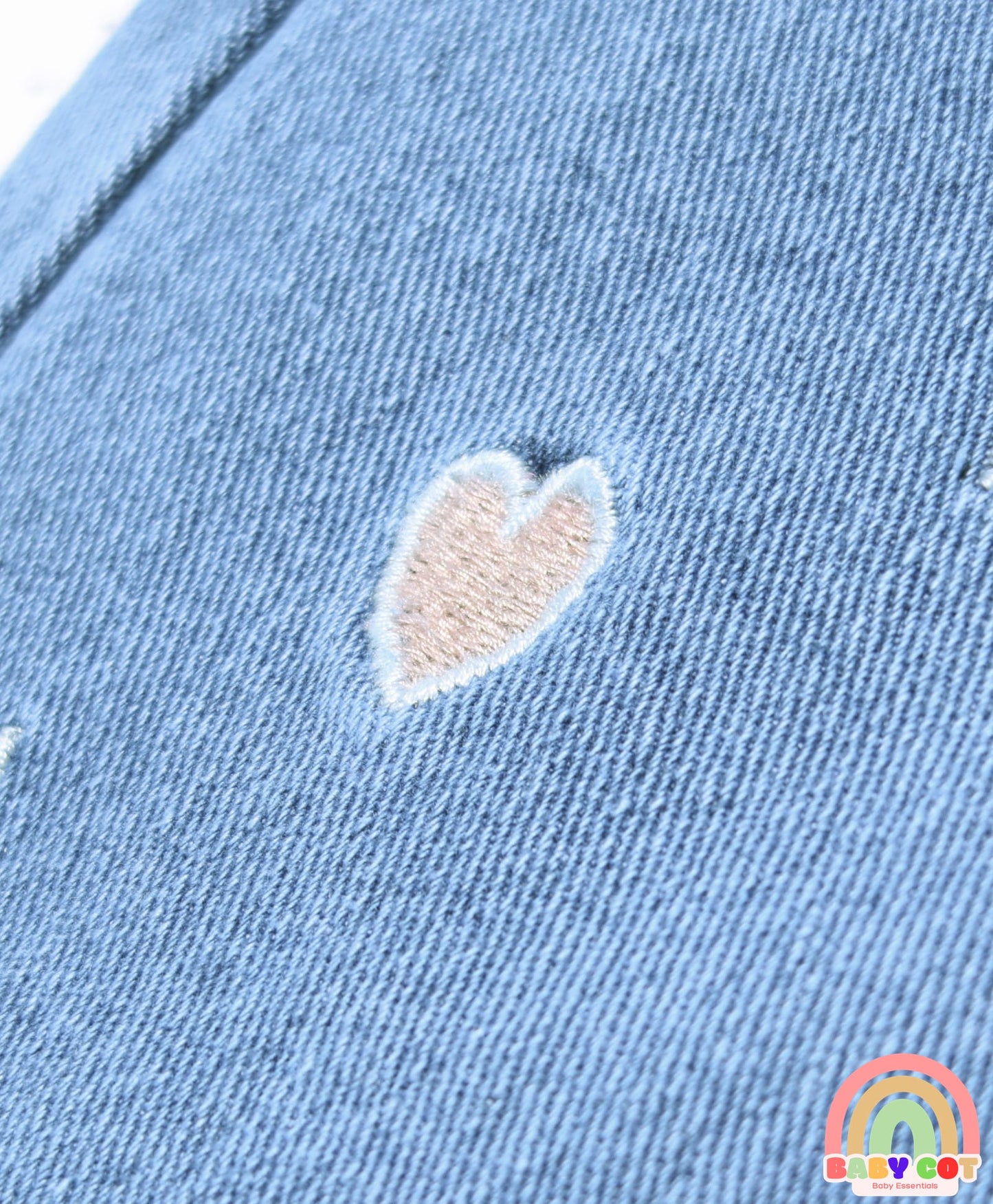 Cotton Lycra Denim Full Length Jeans With Embroidery Detailing - Light Blue