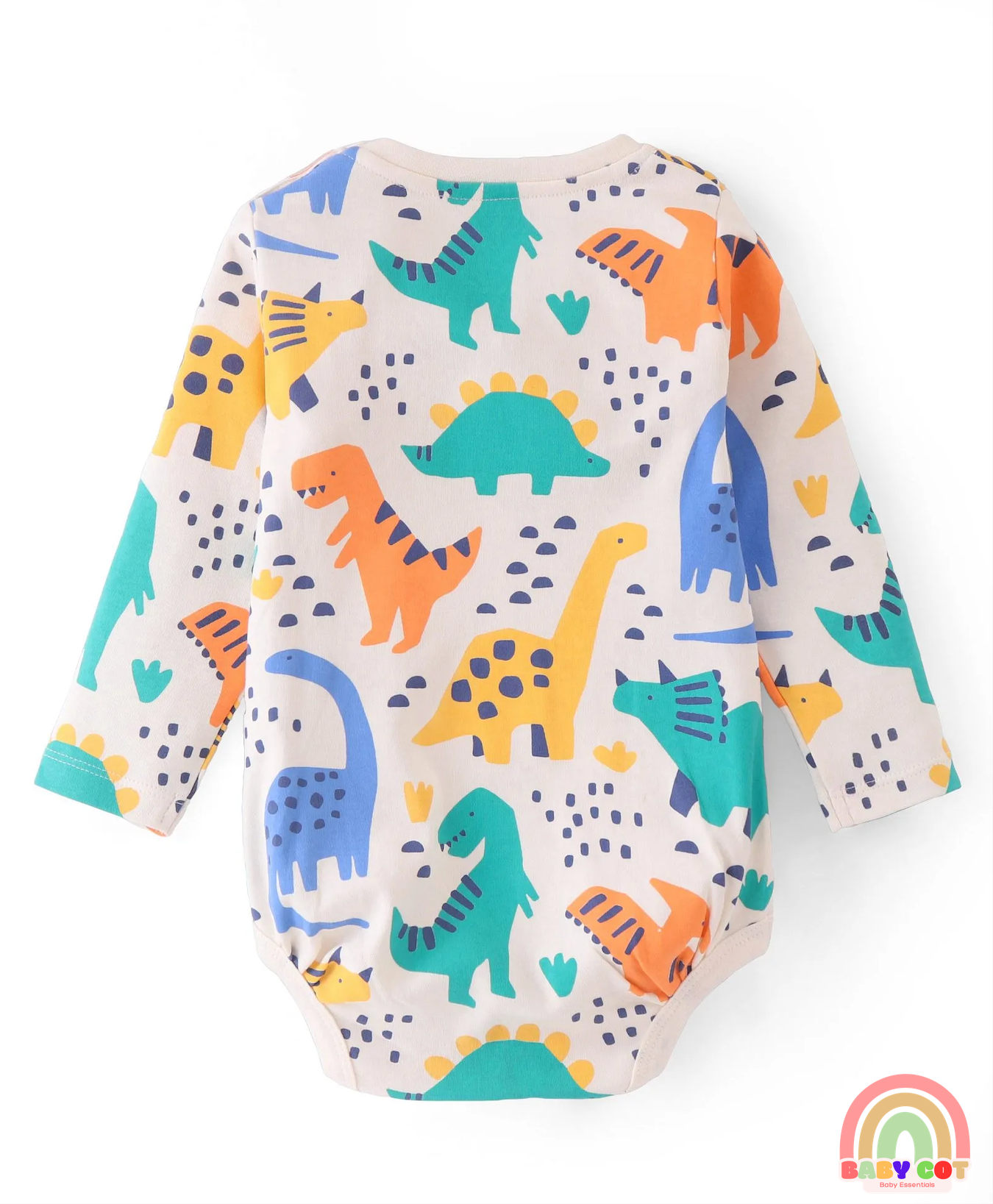 100% Cotton Knit With Eco- Jiva Finish Full Sleeves Onesies with Dino Print Pack of 5 - Blue Green & Pink