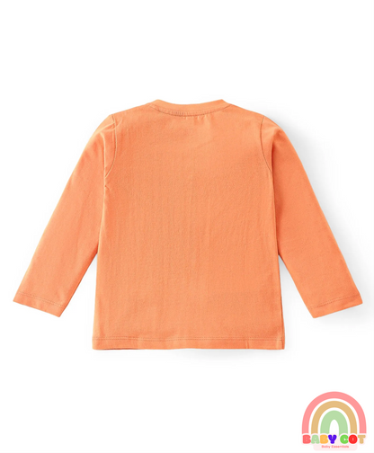 Cotton Knit Full Sleeves T-Shirt with Animal Print Pack of 3 - Blue Green & Orange