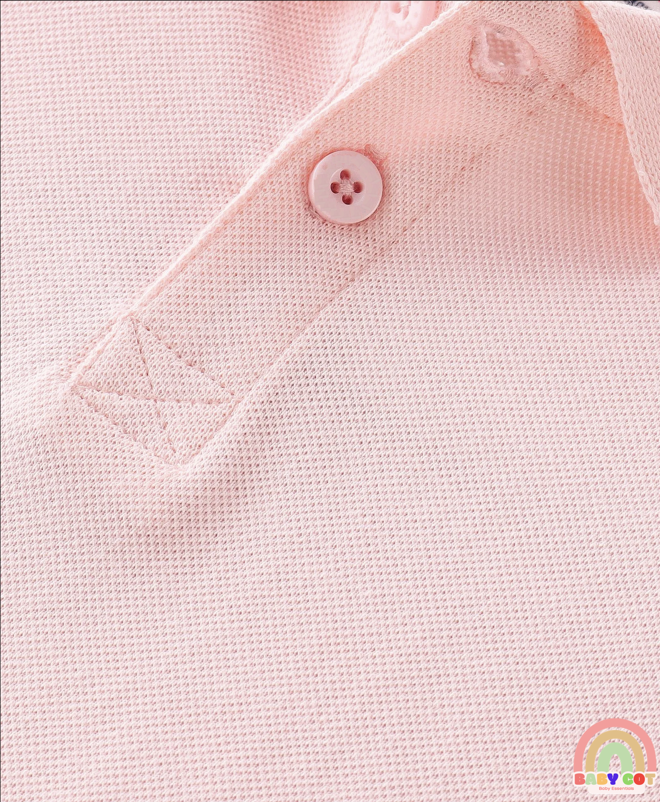 Cotton Knit Half Sleeves Polo T-Shirt Solid Colour - Peach