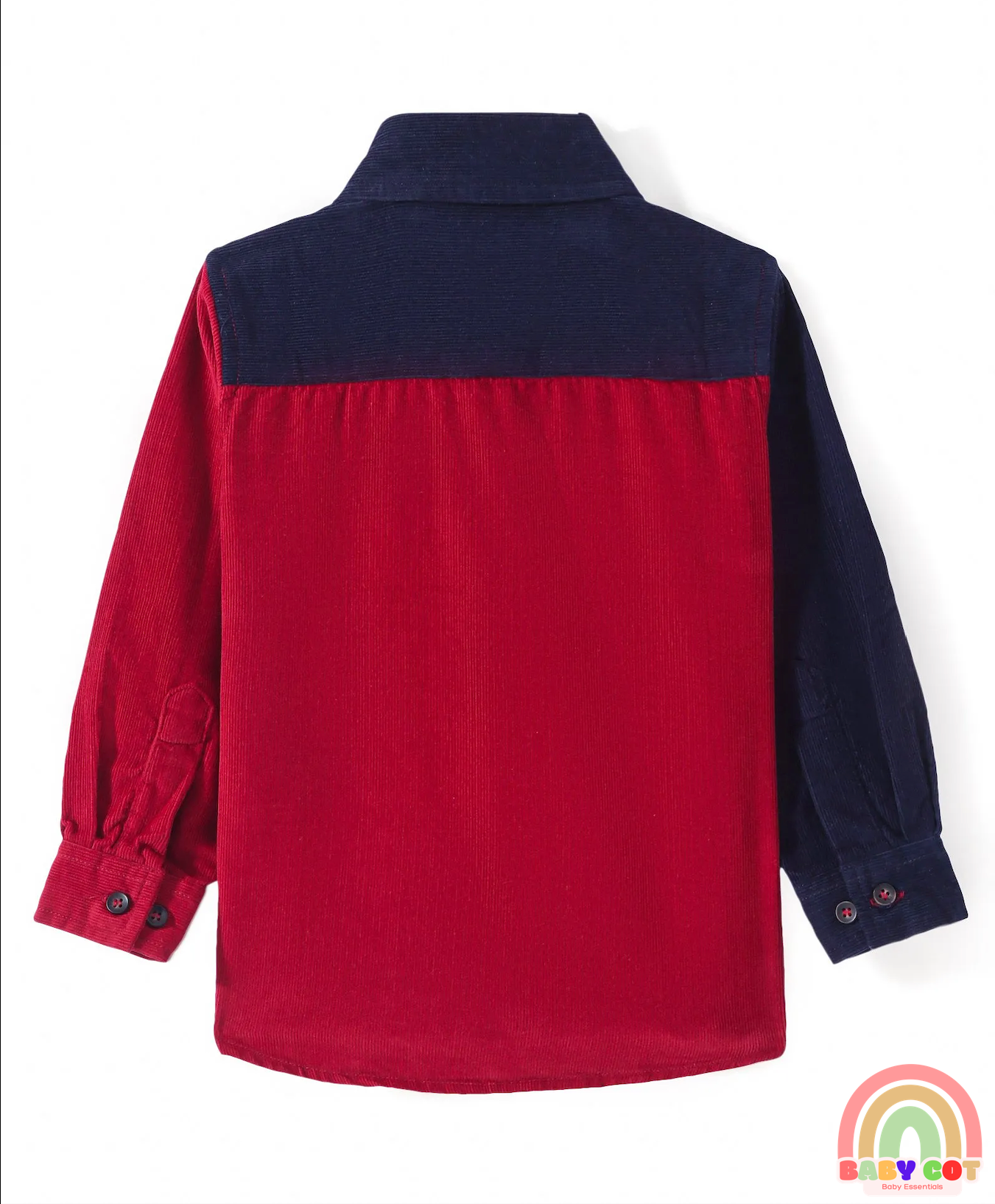 Cotton Woven Full Sleeves Corduroy Shirt With Cut & Sew Design - Dark Red