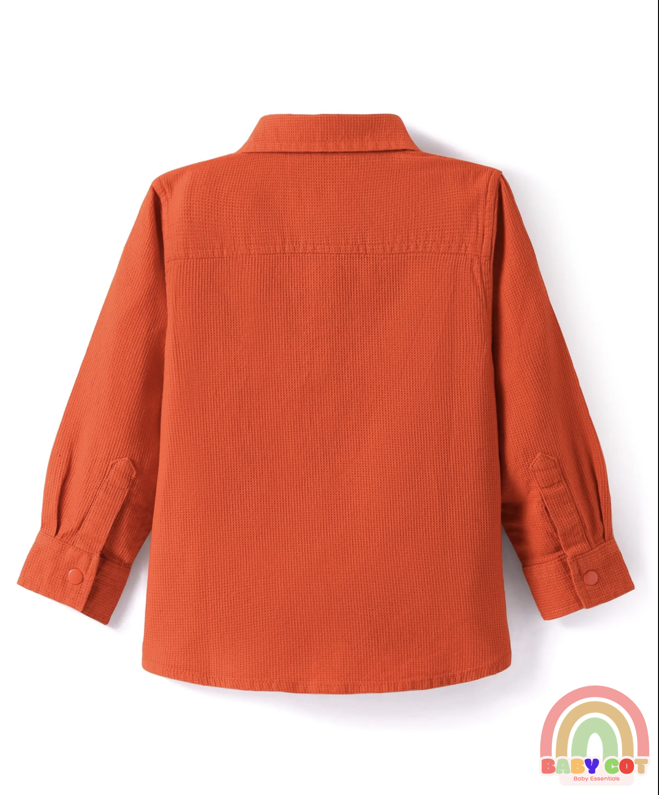 Cotton Woven Full Sleeves Shirt with Text Patch Detailing - Coral